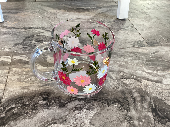 Floral glass cup