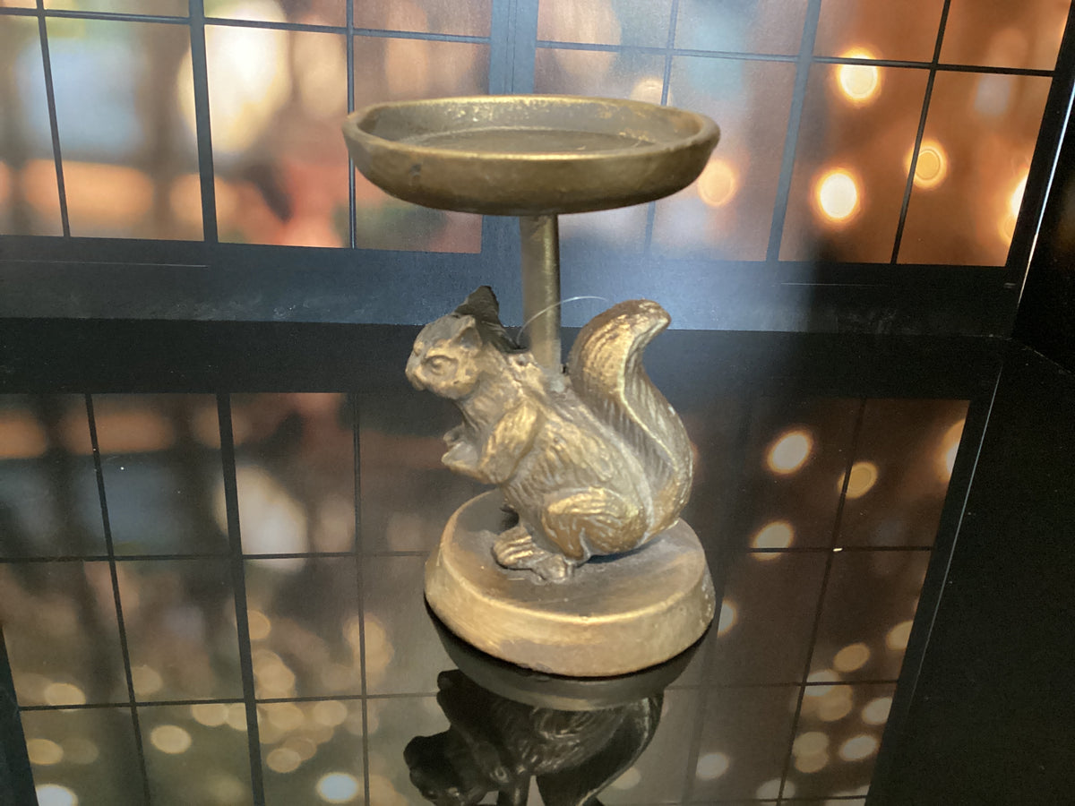 Gold squirrel pillar candle