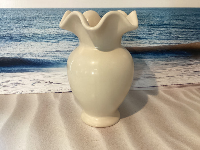 Scalloped Beige Vase