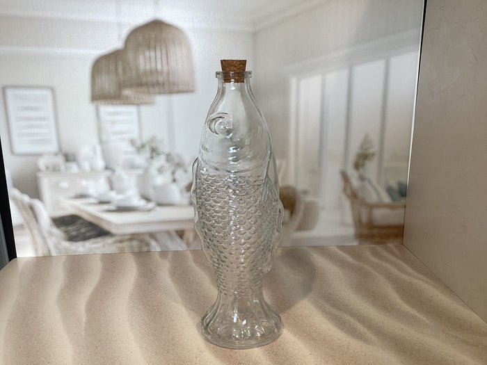 White Glass Fish Bottle