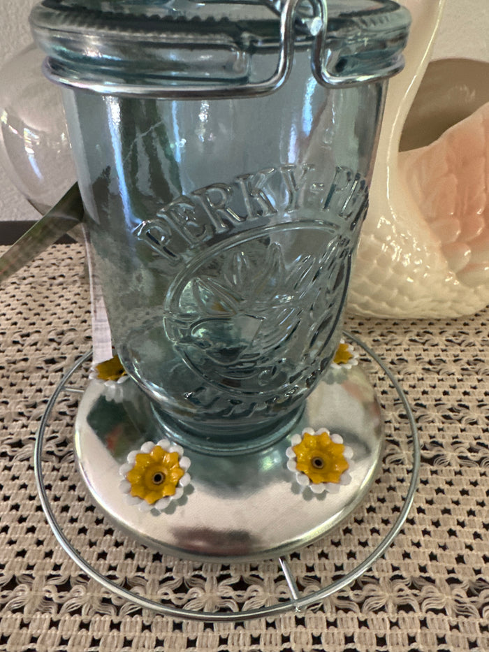 Blue Hummingbird Feeder