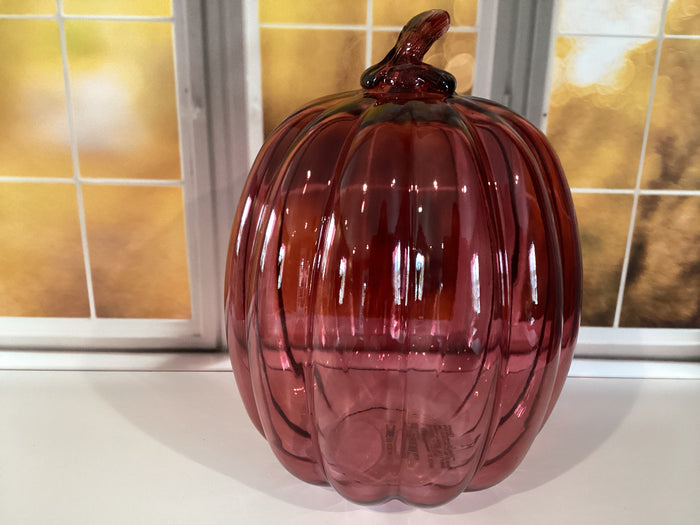 Pink Glass Large Pumpkin