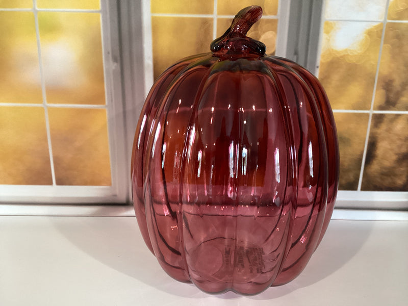 Pink Glass Large Pumpkin